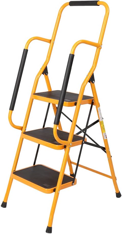 Winado 3 Step Ladder with Handrails for Home Office Use