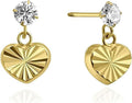 14K Real Yellow Gold Diamond Cut Stud Earrings for Women (Style 5RJF)