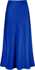Women's Satin High Waisted Maxi Skirt - Hidden Elastic Waist