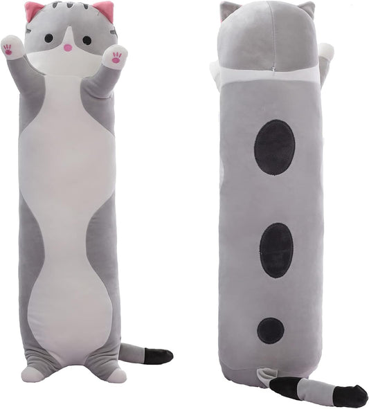 Cute Cat Plush Long Body Pillow for Kids and Cuddling Fun