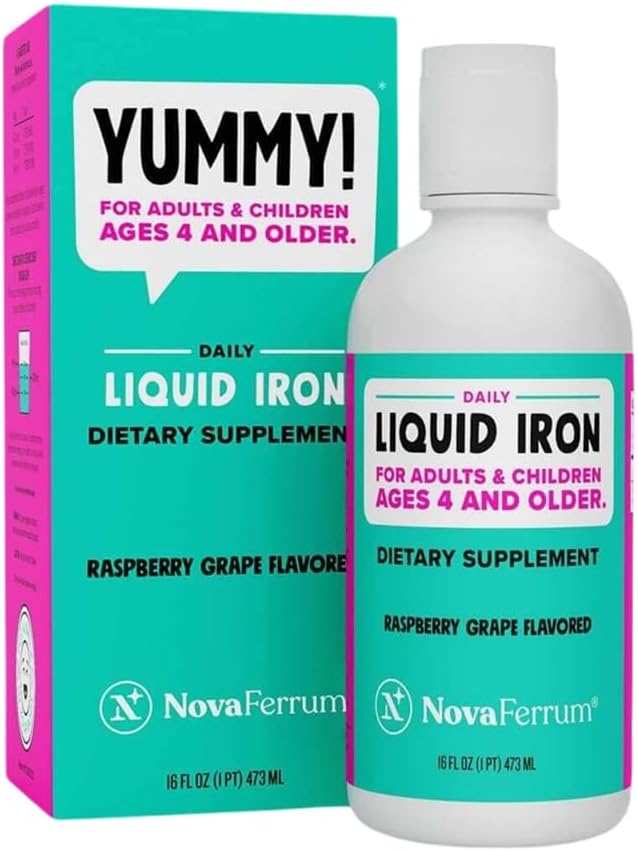 NovaFerrum Yummy Liquid Iron Supplement for Kids 16 Fl Oz