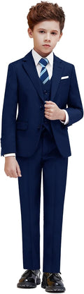 Boys Suit Set with Suspenders - 7-Piece Slim Fit Suit