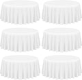 Showgeous 6 Pack White Round Tablecloth 90 in - Durable Washable Cover