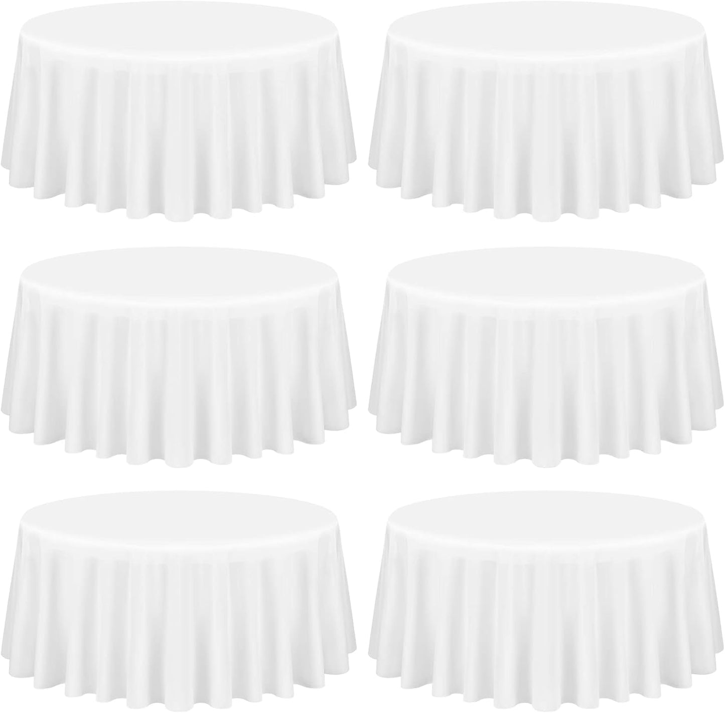 Showgeous 90 Inch Round Tablecloths - 6 Pack White Polyester