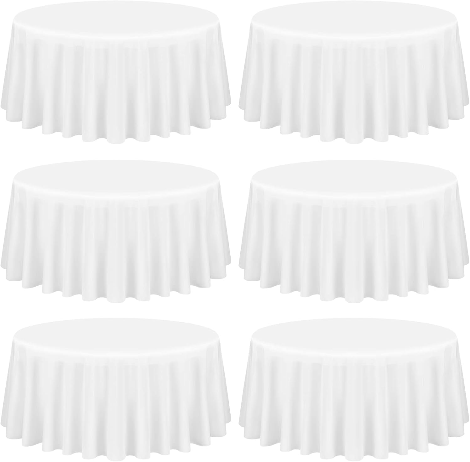 Showgeous 90 Inch Round Tablecloths - 6 Pack White Polyester