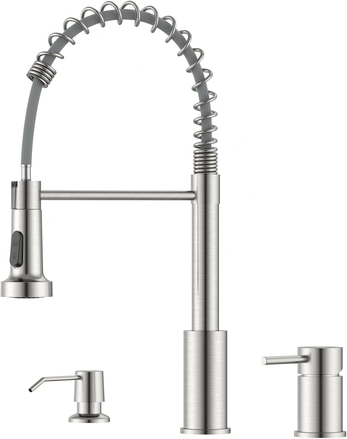 3 Hole Kitchen Faucet with Pull Down Sprayer and Soap Dispenser