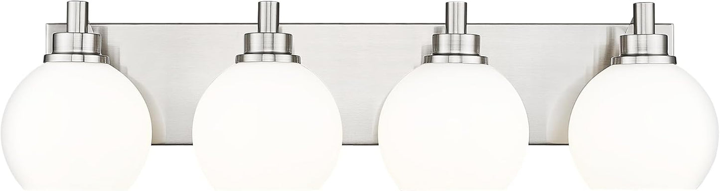 Modern 4 Light Brushed Nickel Vanity Light with Globe Shades
