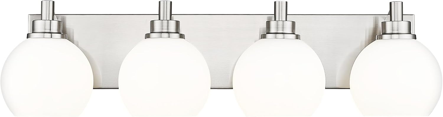 Modern 4 Light Brushed Nickel Vanity Light with Globe Shades