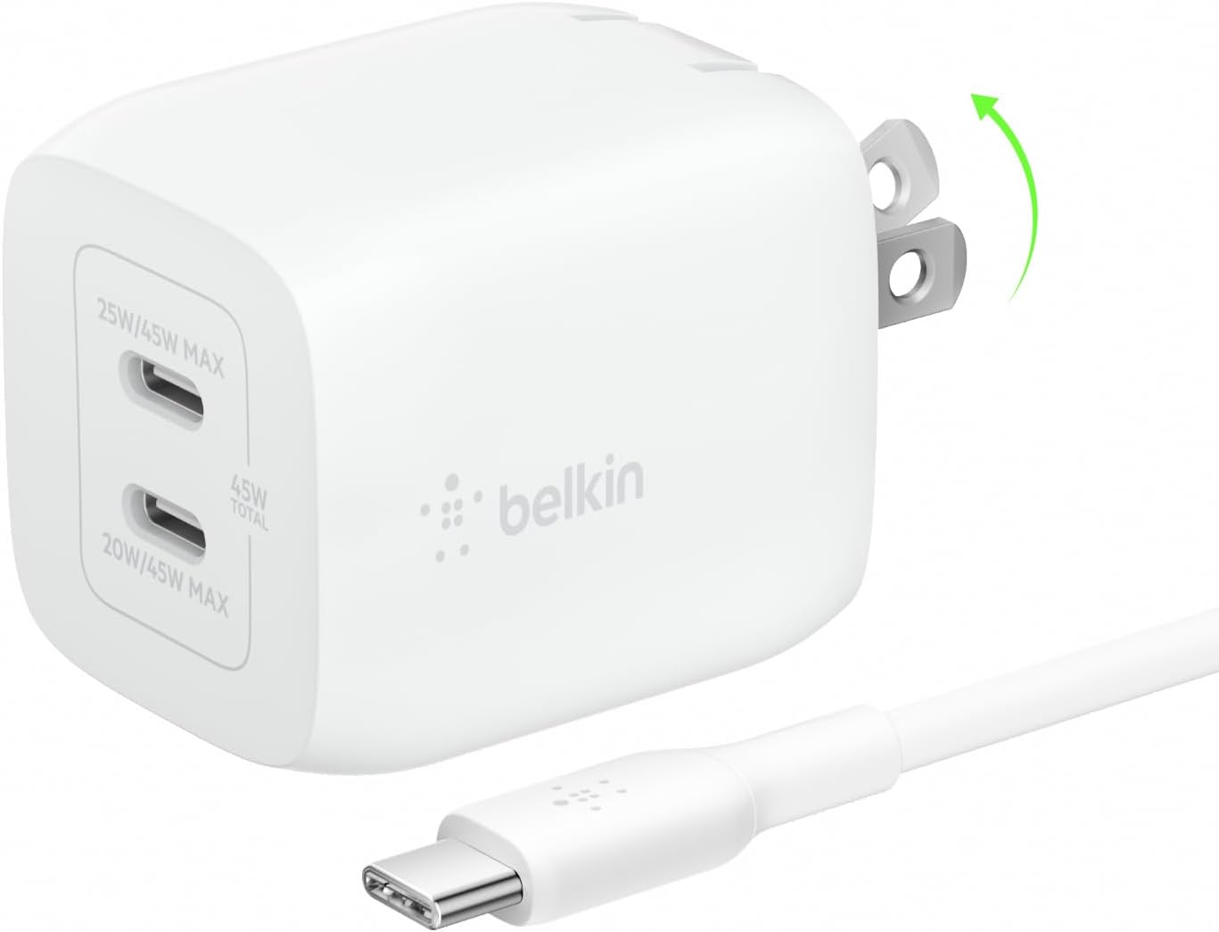 Belkin Dual Port Charger Block 45W for Fast Charging Devices