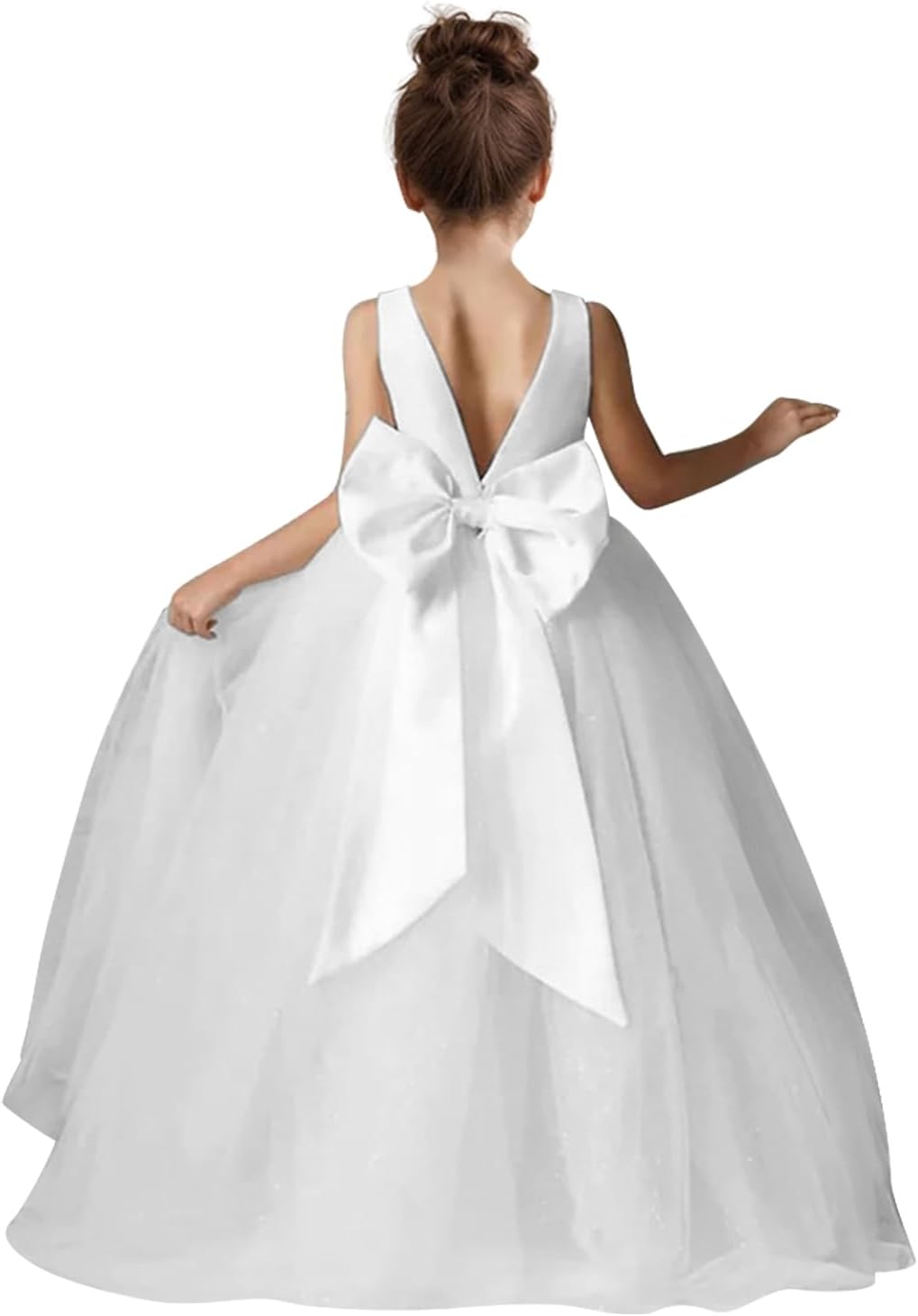 Elegant Flower Girls Dress for Wedding with Bow-Knot Design