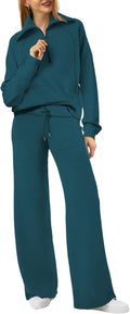 Lounge Sets For Women Half Zip Sweatshirt And Wide Leg (Style 9376)