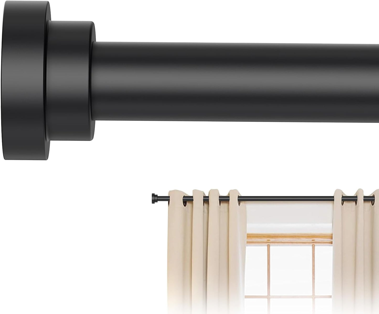 Adjustable Heavy Duty Black Curtain Rods for Windows - Stylish & Strong! 