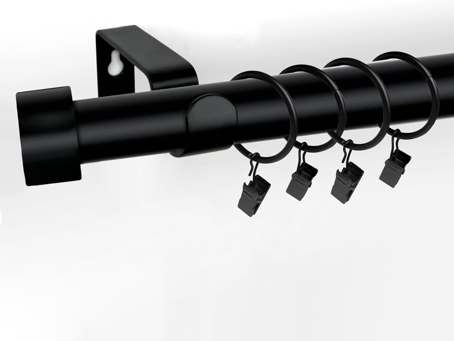 MaKefeile 1 Inch Heavy Duty Metal Curtain Rod Set, Black, 40 in