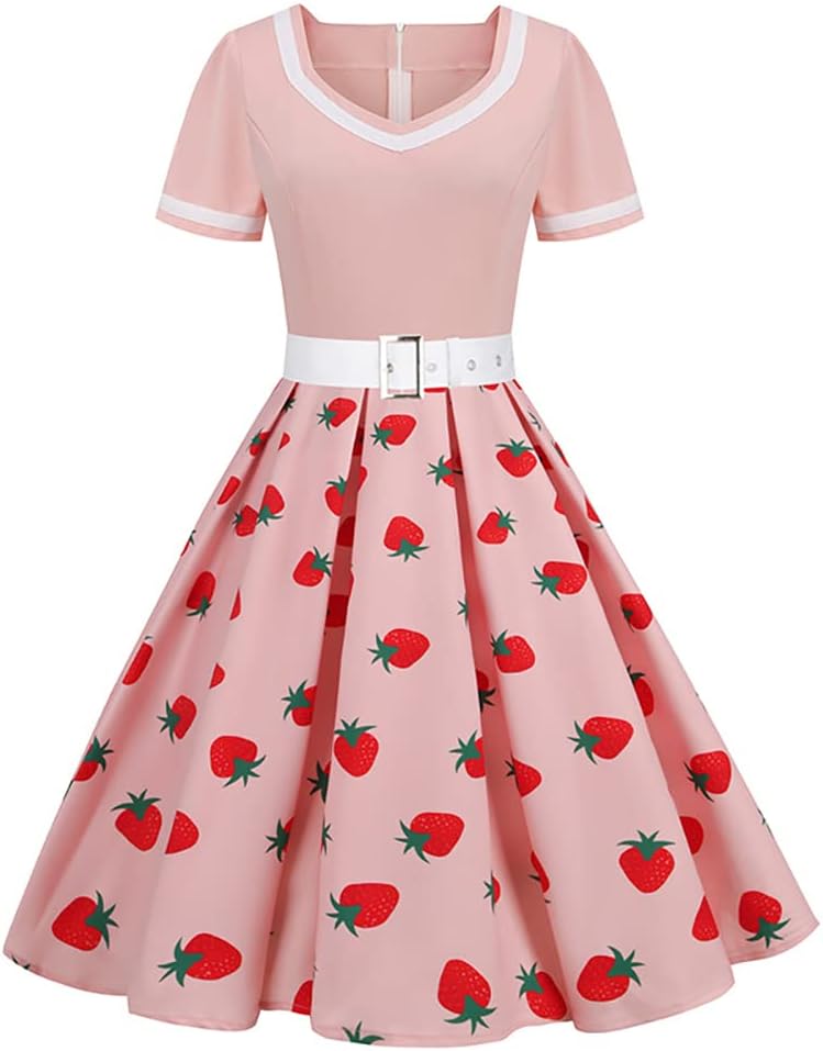 Vintage 1950s Retro Polka Dot Cocktail Party Swing Dress