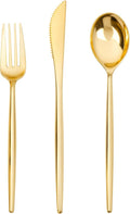 Gold Plastic Silverware 150PCS Cutlery Set - Elegant Heavy Duty
