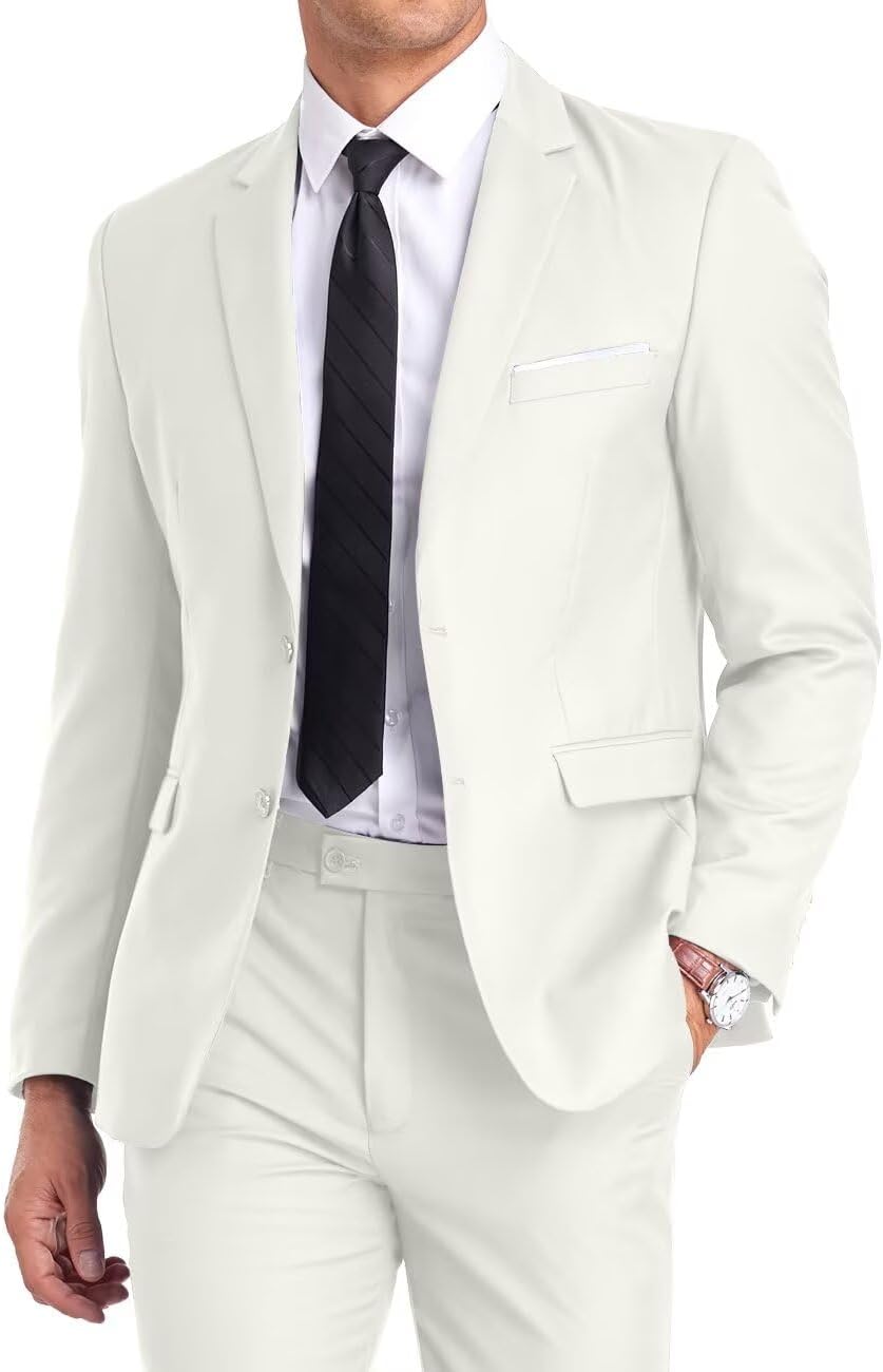 Fxzpiodi Mens Suit Slim Fit 2 Piece Tuxedo for Weddings and Prom