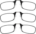 ThinOptics Readers Rectangular Reading Glasses 3 Pack - Compact Carry