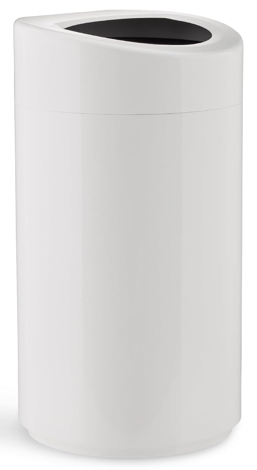 Safco Open Top Trash Can - Modern 14 Gallon Stainless Steel Design