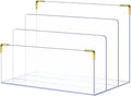 Acrylic File Holder Clear Desk Organizer - Luxe 3-Section File Stand