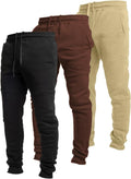 Mens Fleece Joggers 3 Pack - Tech Zipper Pockets, All Sizes
