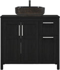 36 in Bathroom Vanity with Sink Combo - Black Ceramic Vessel