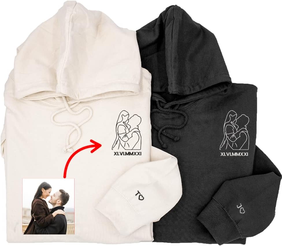 Custom Embroidered Couple Hoodies - GODMERCH