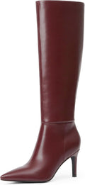 Knee High Boots Women Pointed Toe Tall 3in Stiletto Side Zipper