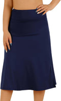 Womens Midi Skort with Pockets - Modest Knee Length Athletic Skirt