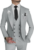 Wangyue Men's 3 Piece Slim Fit Double Breasted Suit - Slim Tailored