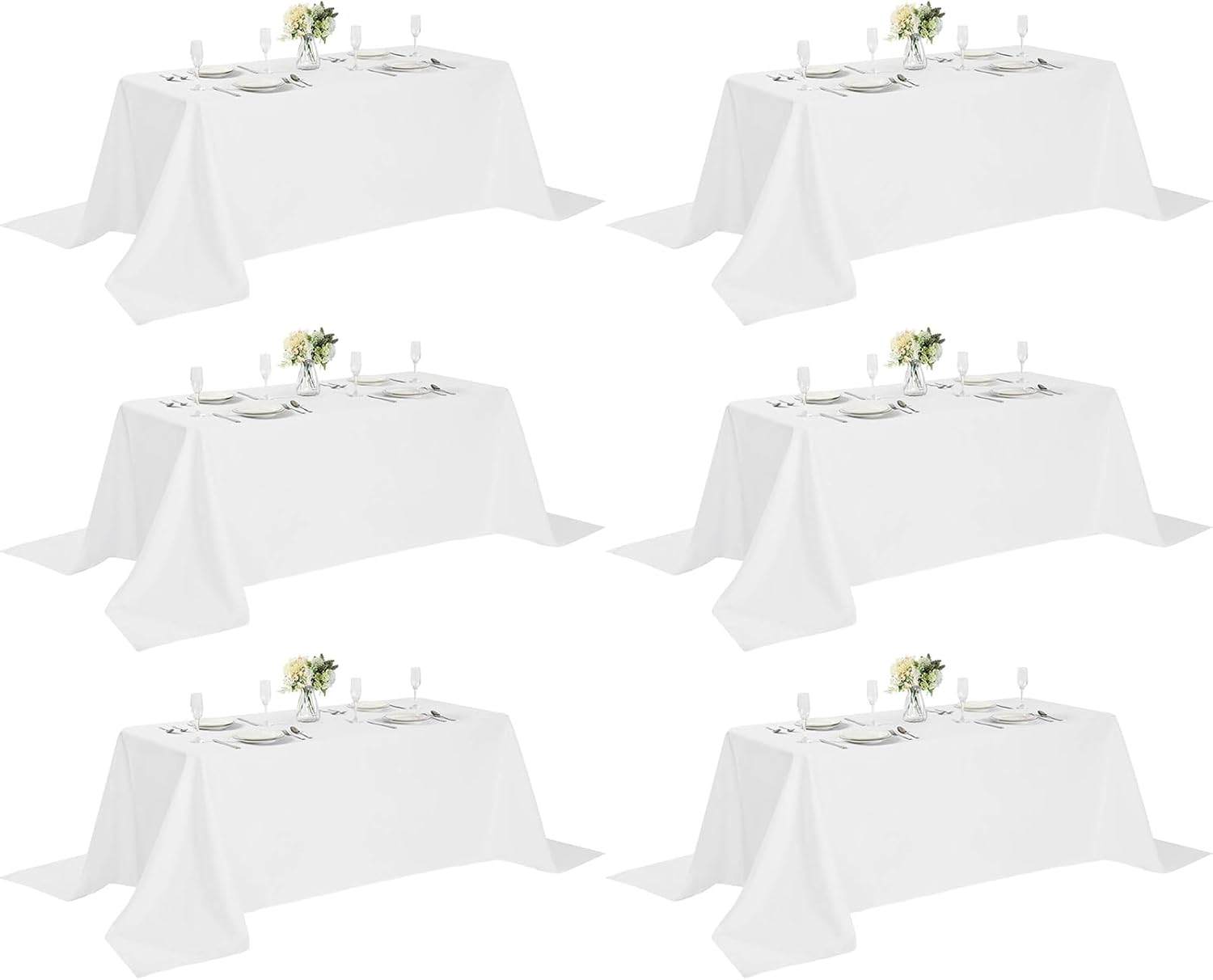 6 Pack White Table Cloths for 8 Foot Rectangle Tables