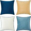 Decorative Velvet Throw Pillow Covers Set of 4 - Mix & Match Color Pop