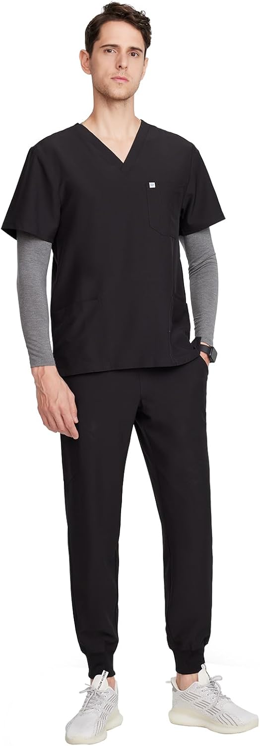 Louis Scrubs Set for Men - Classic V-Neck Top & Jogger Pants
