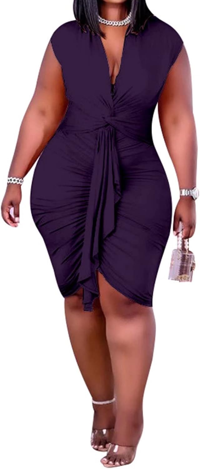 Sexy Plus Size Bodycon Mini Dress for Women by IyMoo