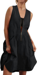 Fisoew Women's Sleeveless Tank Mini Dress - Casual Mesh Back Fit