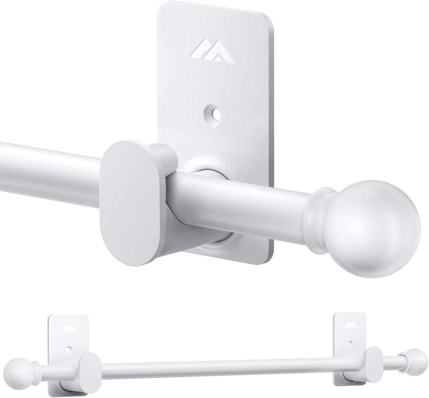 No Drill Curtain Rod Set - Easy Installation, White