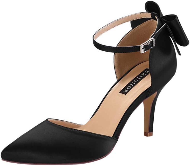 ERIJUNOR Wedding Evening Party Shoes with Comfortable Mid Heels