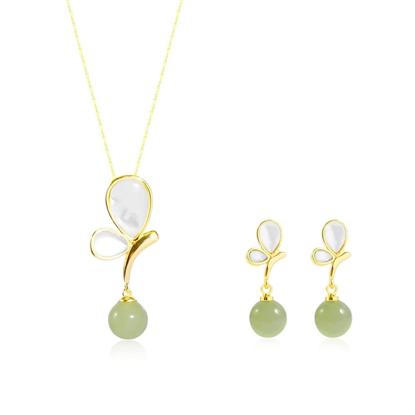 Elegant Jade Earrings and Necklace Set for Women - Unique Gift
