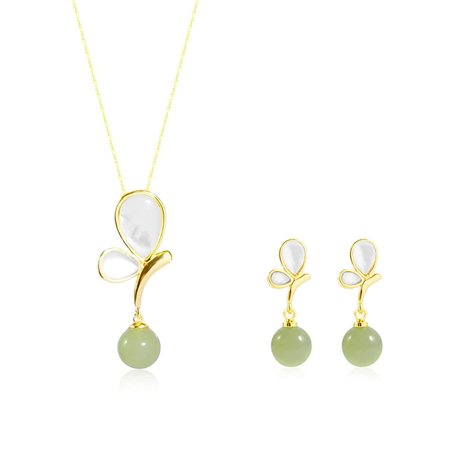 Elegant Jade Earrings and Necklace Set for Women - Unique Gift