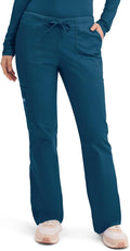 Cherokee Scrub Pants Women Mid Rise Flare Cargo - Comfortable Fit