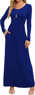 Women's Maxi Dress Long Sleeve Crewneck - Floor Length Casual Maxi