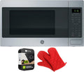 GE Countertop Microwave 1.6 Cu. Ft. - Bundle with 2 YR Protection & Red Oven Mitt