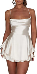 LuFeng Satin A-line Sleeveless Romper - Flattering Summer Mini