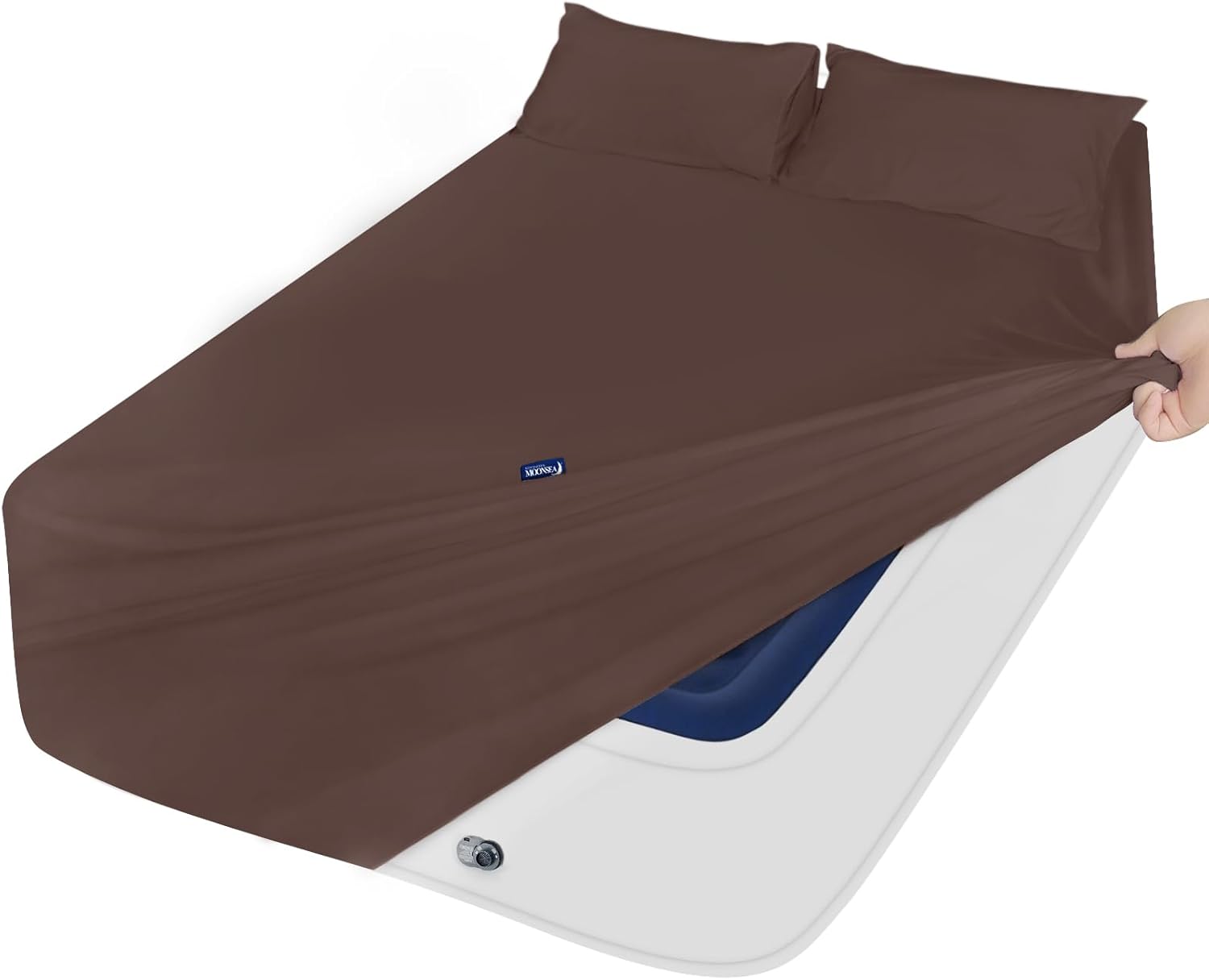 King Size Sheets Set for Air Mattress with Side Storage Pocket