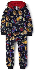 Boys' Long Sleeve Fleece Zip Up One Piece Pajama - Easy Wear Fit