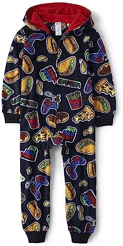Boys' Long Sleeve Fleece Zip Up One Piece Pajama for Comfort