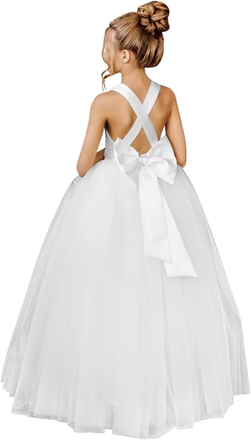Crossed Straps Flower Girl Dress for Special Occasions