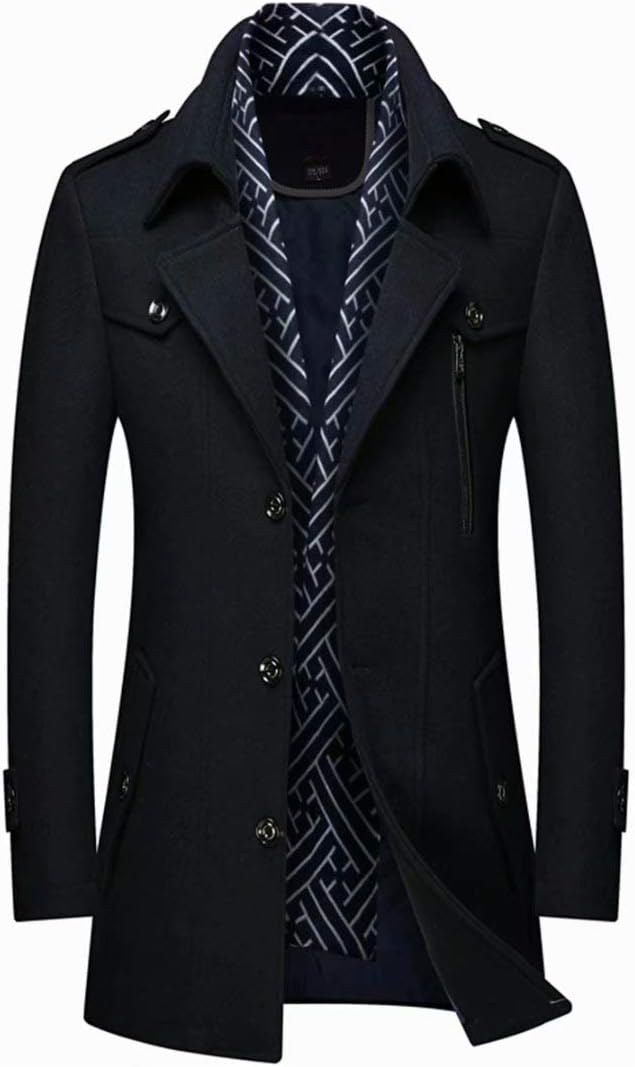 INVACHI Men's Wool Blend Coat: Warm Winter Trench Style