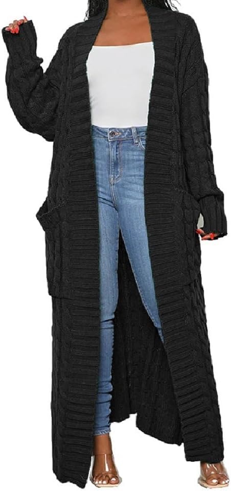 Stylish Cable Knit Cardigan for Women with 2-Pockets
