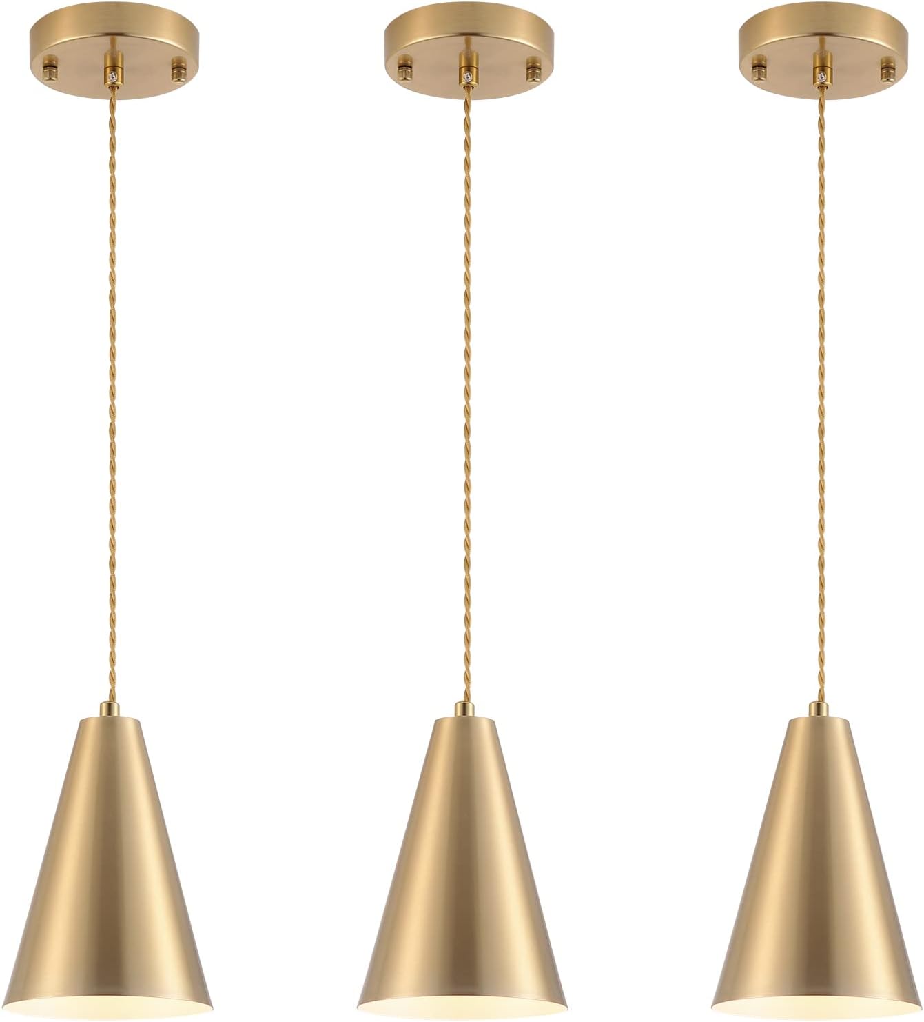 Gold Pendant Lights for Kitchen Island and Dining Room 3 Pack