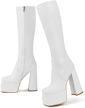 wetkiss Platform Knee High Boots Women Chunky High Heel Black Boots